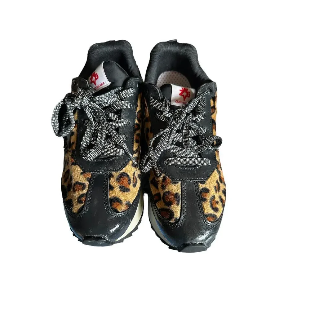 W6YZ Just Say Wizz Leopard Print Platform Running/Leisure Sneakers - RARE DESIGN